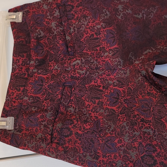Free People Red Jacquard Pleated Dress Pants Size 4 - Picture 4 of 9